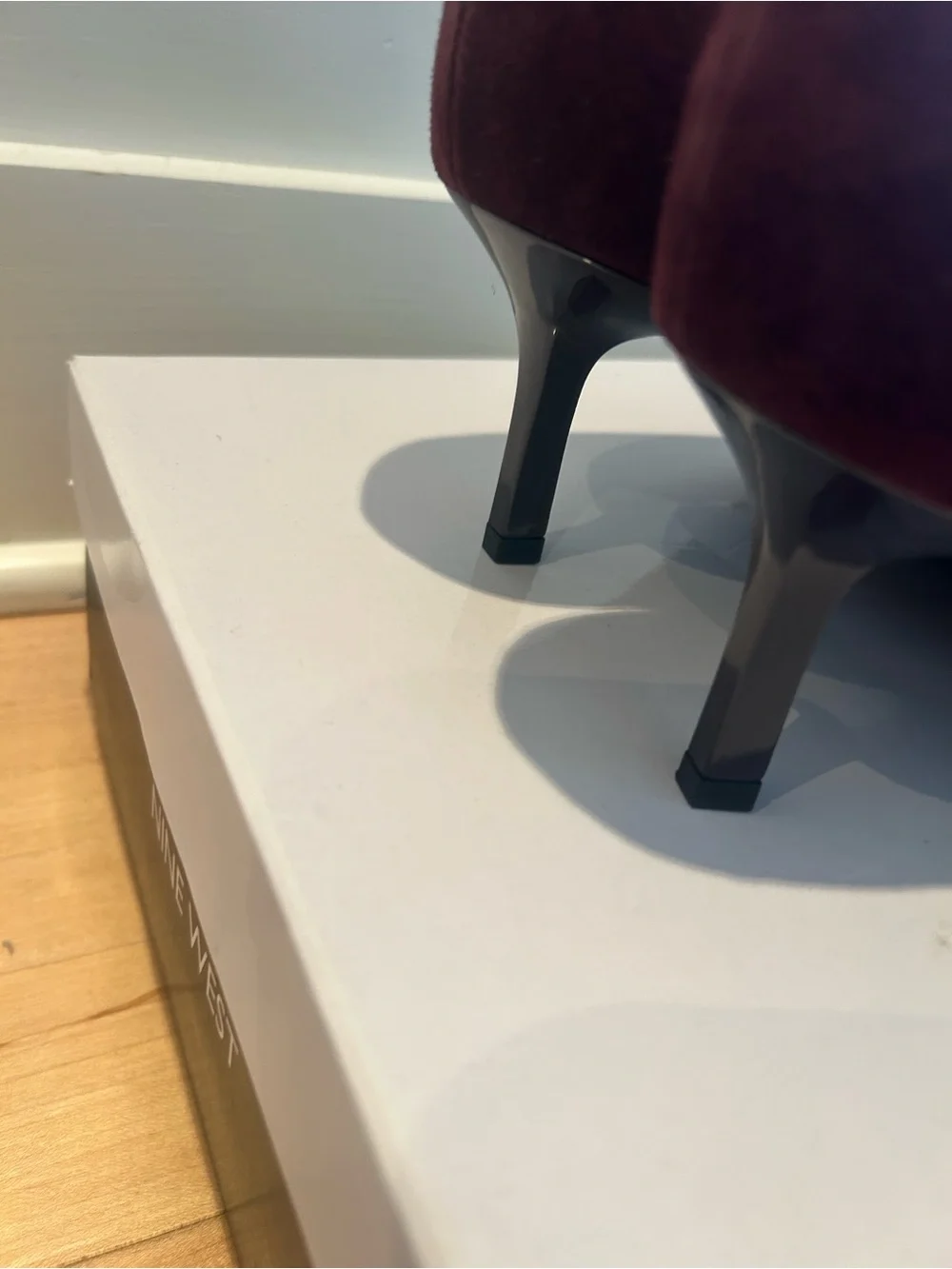 Nine West Burgundy Pointed-Toe Suede Kitten Heels